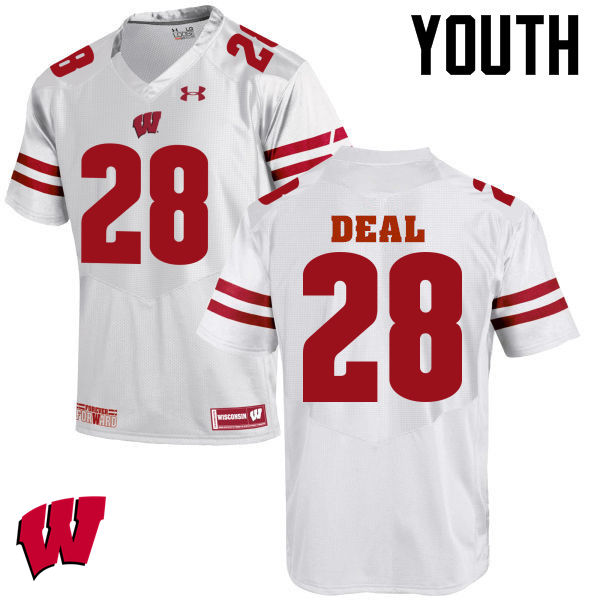 Wisconsin Badgers Youth #28 Taiwan Deal NCAA Under Armour Authentic White College Stitched Football Jersey OP40N85SW